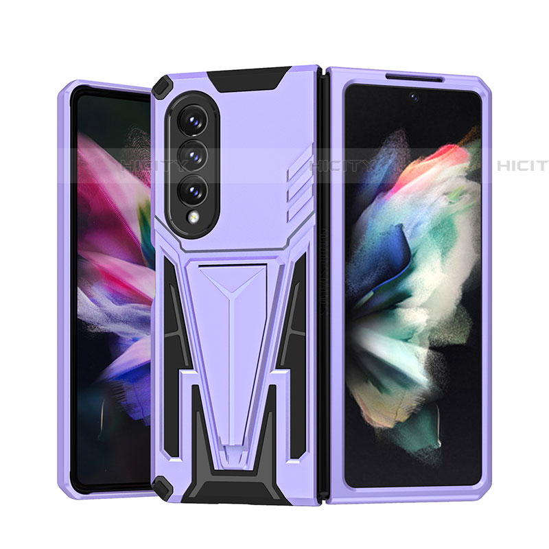 Funda Bumper Silicona y Plastico Mate Carcasa con Soporte MQ1 para Samsung Galaxy Z Fold4 5G Morado