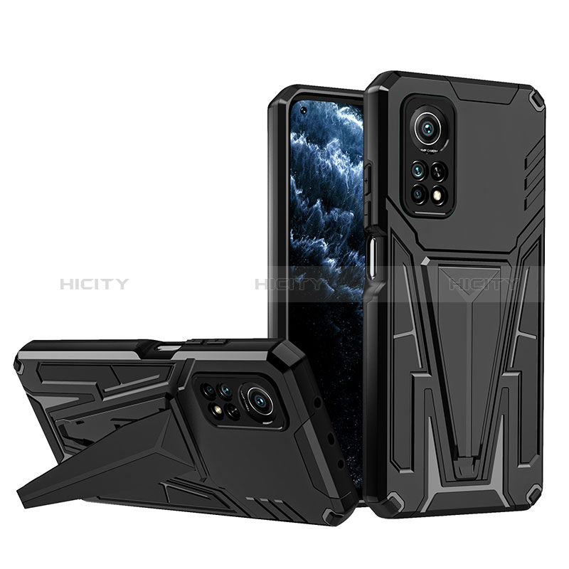 Funda Bumper Silicona y Plastico Mate Carcasa con Soporte MQ1 para Xiaomi Mi 10T 5G