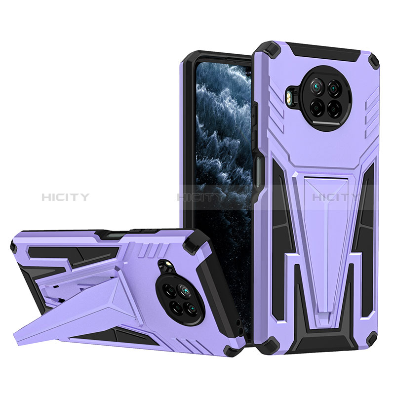 Funda Bumper Silicona y Plastico Mate Carcasa con Soporte MQ1 para Xiaomi Mi 10T Lite 5G Morado