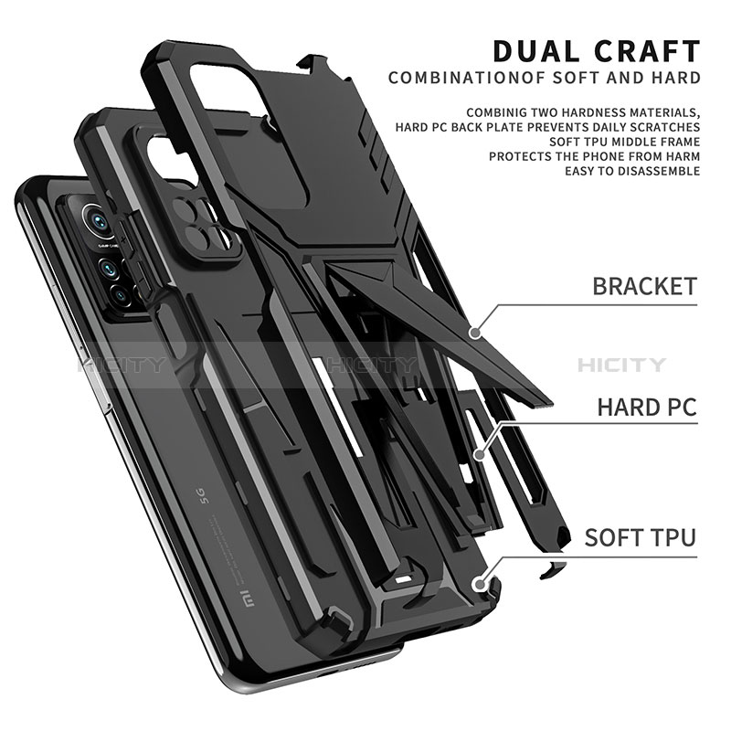 Funda Bumper Silicona y Plastico Mate Carcasa con Soporte MQ1 para Xiaomi Mi 10T Pro 5G