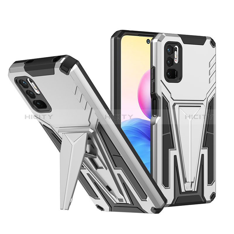 Funda Bumper Silicona y Plastico Mate Carcasa con Soporte MQ1 para Xiaomi POCO M3 Pro 5G