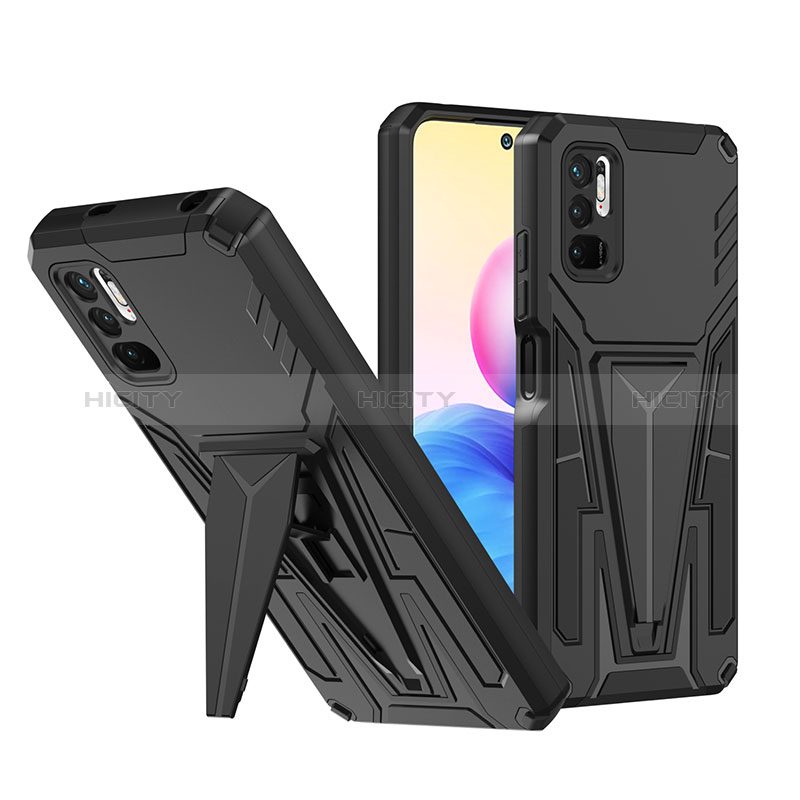 Funda Bumper Silicona y Plastico Mate Carcasa con Soporte MQ1 para Xiaomi POCO M3 Pro 5G