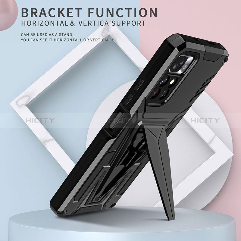 Funda Bumper Silicona y Plastico Mate Carcasa con Soporte MQ1 para Xiaomi Poco M4 Pro 5G