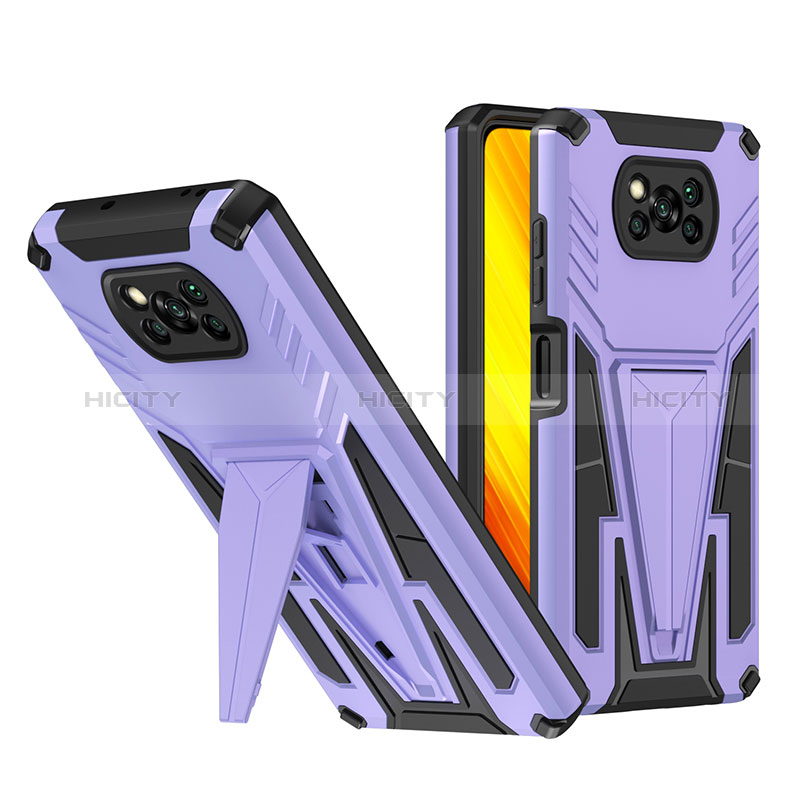 Funda Bumper Silicona y Plastico Mate Carcasa con Soporte MQ1 para Xiaomi Poco X3