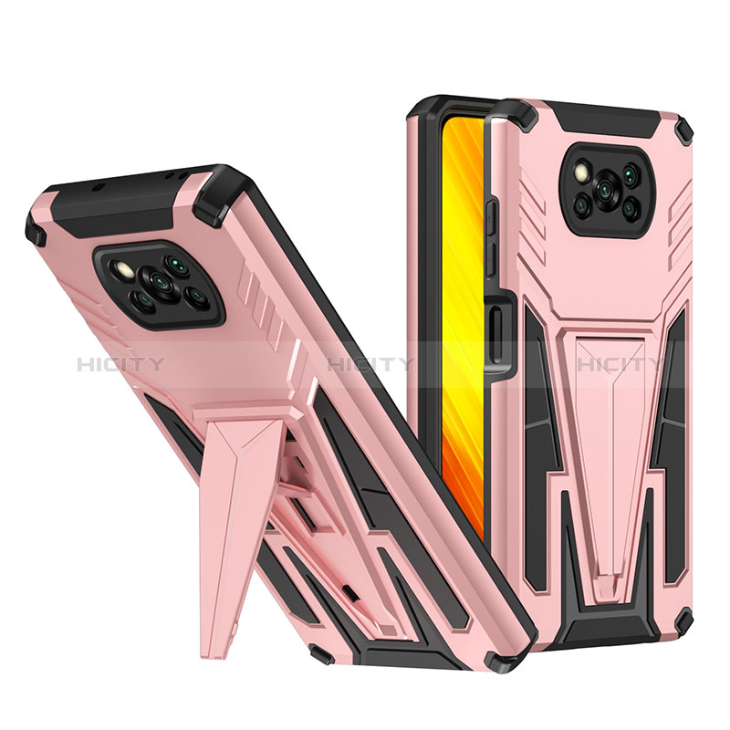 Funda Bumper Silicona y Plastico Mate Carcasa con Soporte MQ1 para Xiaomi Poco X3