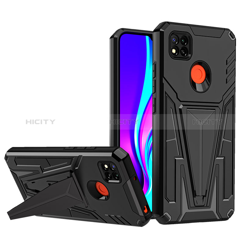 Funda Bumper Silicona y Plastico Mate Carcasa con Soporte MQ1 para Xiaomi Redmi 9 India