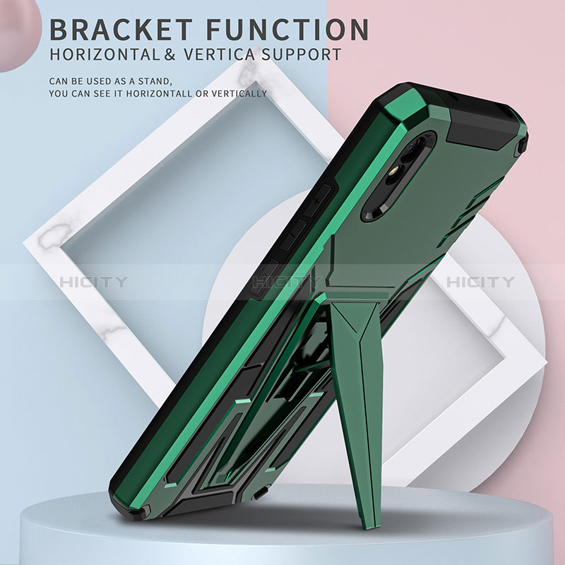 Funda Bumper Silicona y Plastico Mate Carcasa con Soporte MQ1 para Xiaomi Redmi 9AT