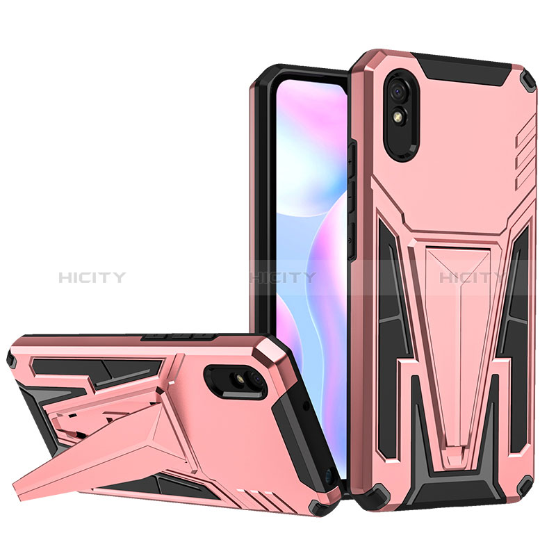 Funda Bumper Silicona y Plastico Mate Carcasa con Soporte MQ1 para Xiaomi Redmi 9AT