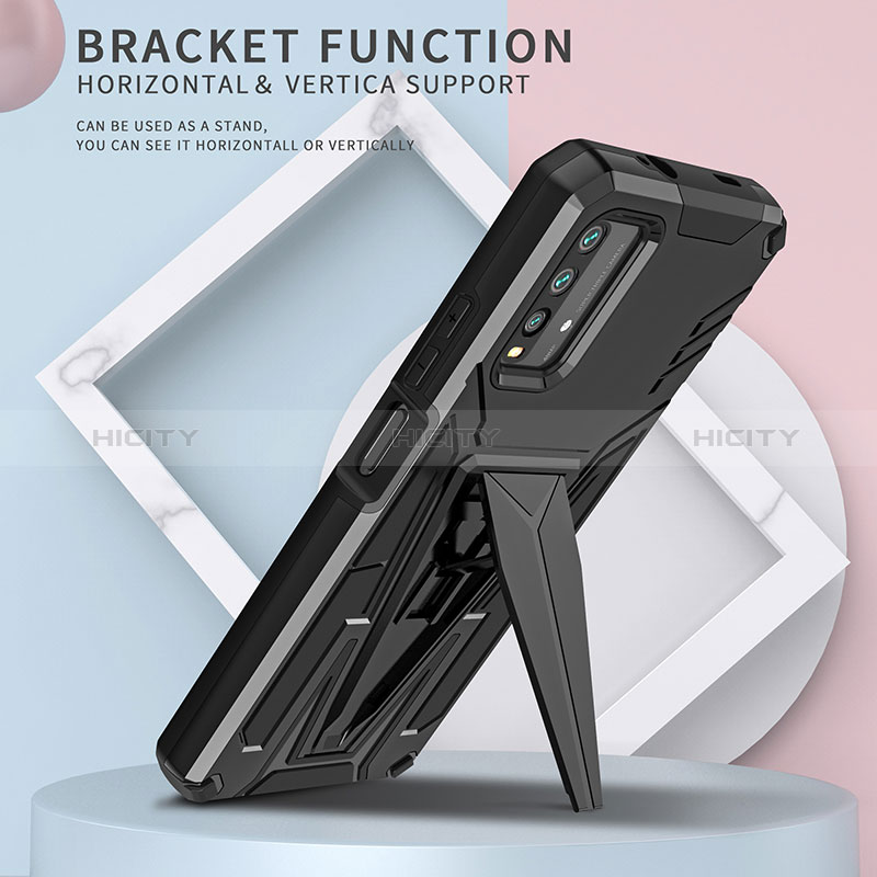 Funda Bumper Silicona y Plastico Mate Carcasa con Soporte MQ1 para Xiaomi Redmi 9T 4G