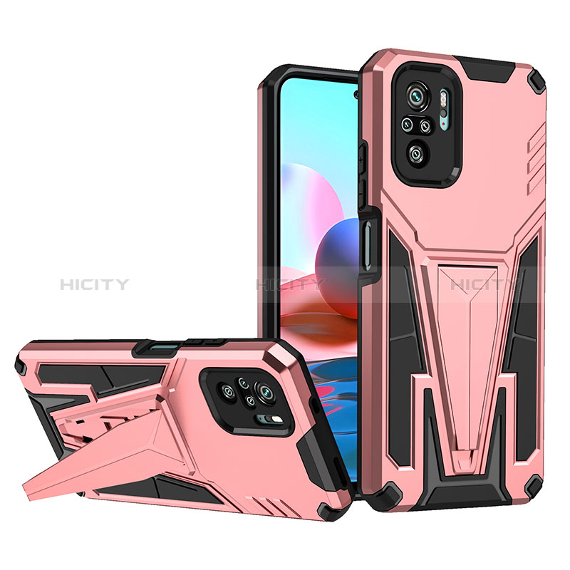 Funda Bumper Silicona y Plastico Mate Carcasa con Soporte MQ1 para Xiaomi Redmi Note 10 4G