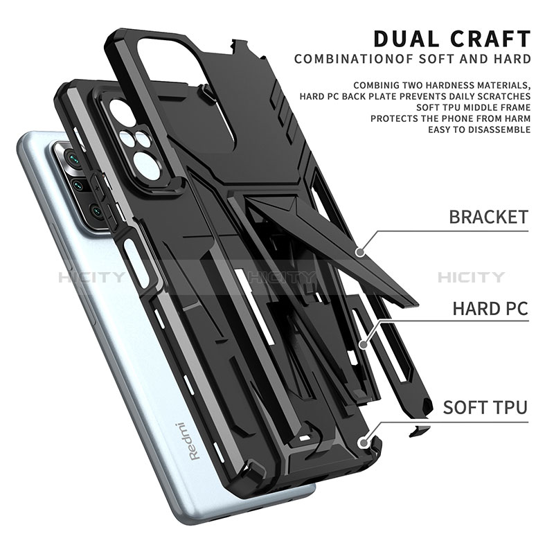 Funda Bumper Silicona y Plastico Mate Carcasa con Soporte MQ1 para Xiaomi Redmi Note 10 Pro Max