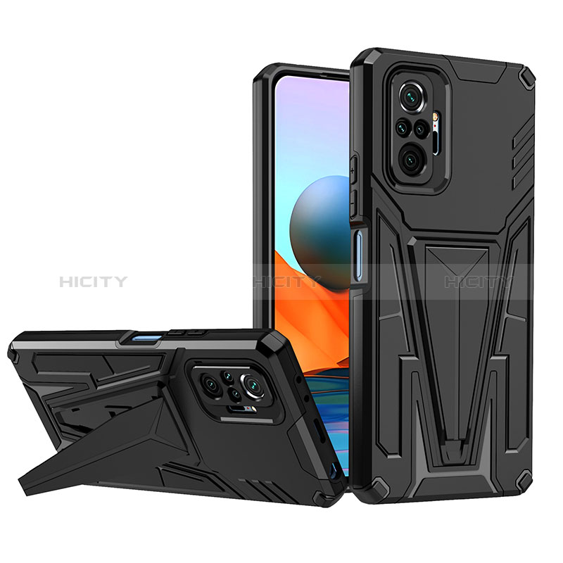 Funda Bumper Silicona y Plastico Mate Carcasa con Soporte MQ1 para Xiaomi Redmi Note 10 Pro Max