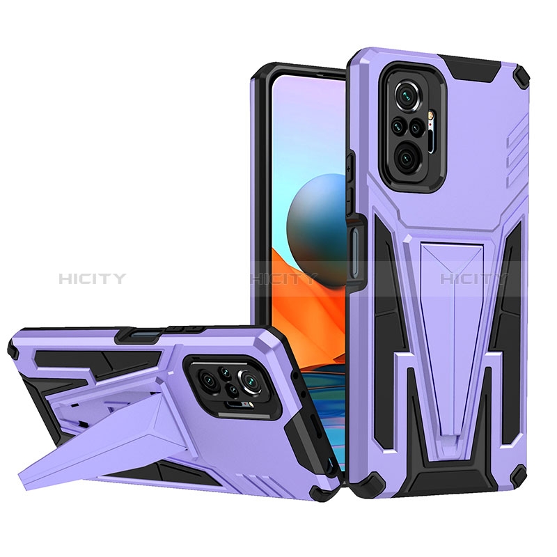 Funda Bumper Silicona y Plastico Mate Carcasa con Soporte MQ1 para Xiaomi Redmi Note 10 Pro Max