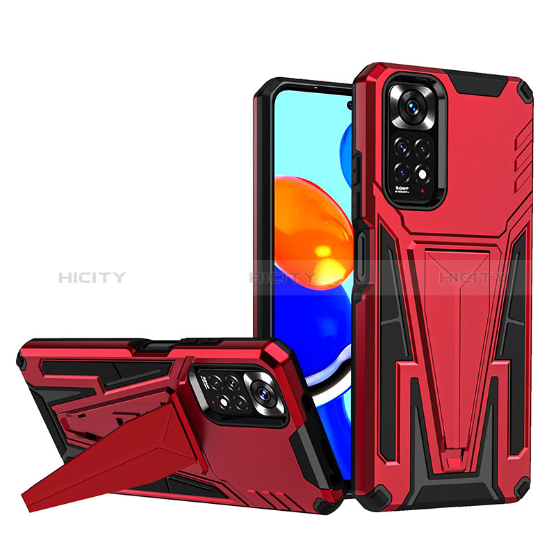 Funda Bumper Silicona y Plastico Mate Carcasa con Soporte MQ1 para Xiaomi Redmi Note 11 4G (2022)