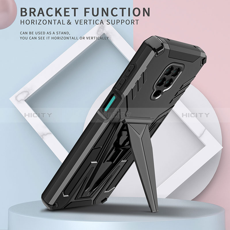 Funda Bumper Silicona y Plastico Mate Carcasa con Soporte MQ1 para Xiaomi Redmi Note 9 Pro Max