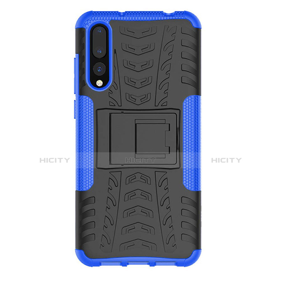 Funda Bumper Silicona y Plastico Mate Carcasa con Soporte P02 para Huawei P20 Pro Azul