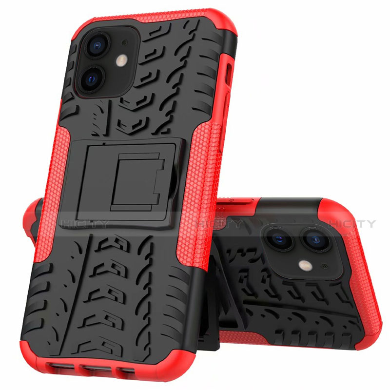 Funda Bumper Silicona y Plastico Mate Carcasa con Soporte para Apple iPhone 12