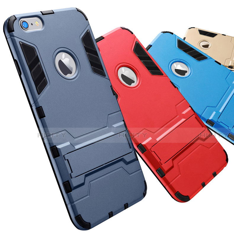 Funda Bumper Silicona y Plastico Mate Carcasa con Soporte para Apple iPhone 6