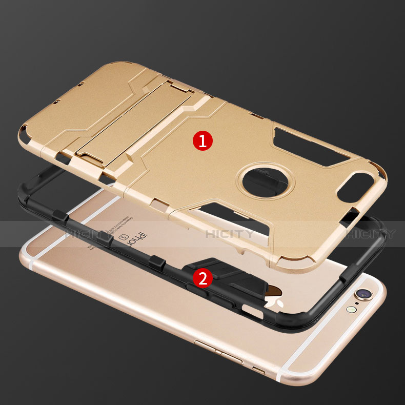 Funda Bumper Silicona y Plastico Mate Carcasa con Soporte para Apple iPhone 6