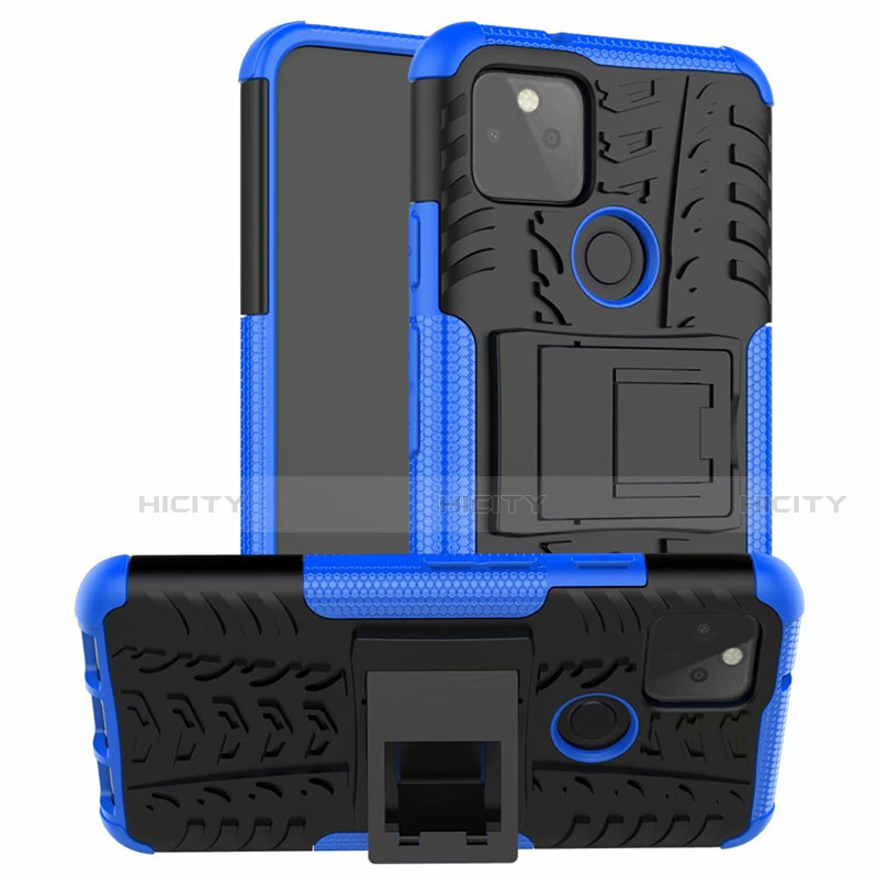 Funda Bumper Silicona y Plastico Mate Carcasa con Soporte para Google Pixel 5