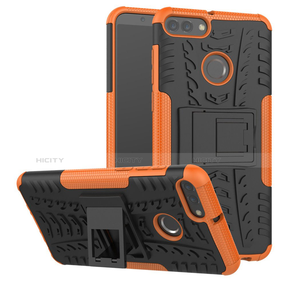 Funda Bumper Silicona y Plastico Mate Carcasa con Soporte para Huawei Enjoy 8 Plus