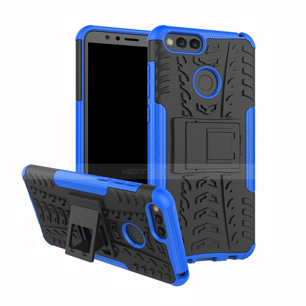 Funda Bumper Silicona y Plastico Mate Carcasa con Soporte para Huawei Honor 7A