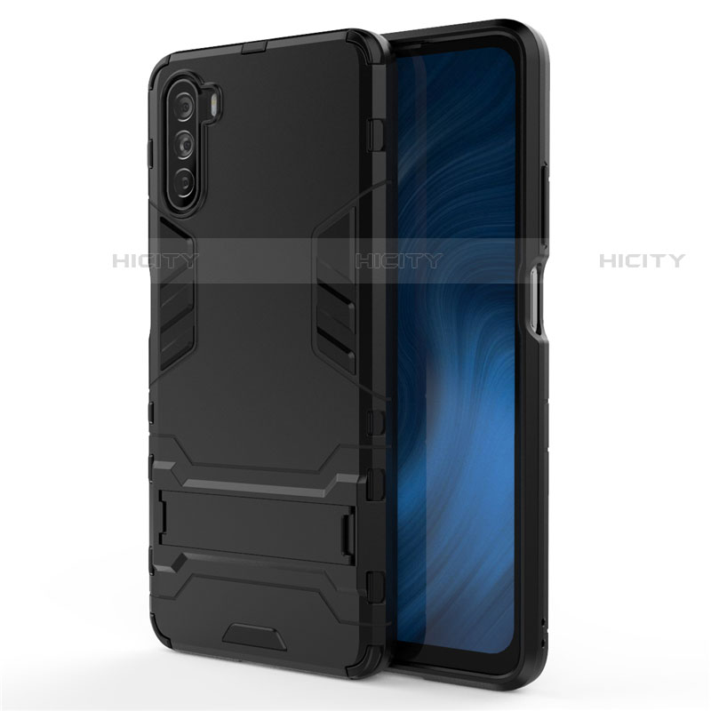 Funda Bumper Silicona y Plastico Mate Carcasa con Soporte para Huawei Mate 40 Lite 5G Negro