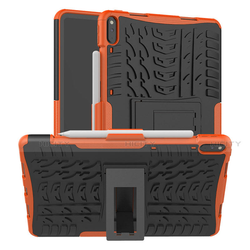 Funda Bumper Silicona y Plastico Mate Carcasa con Soporte para Huawei MatePad Pro Naranja