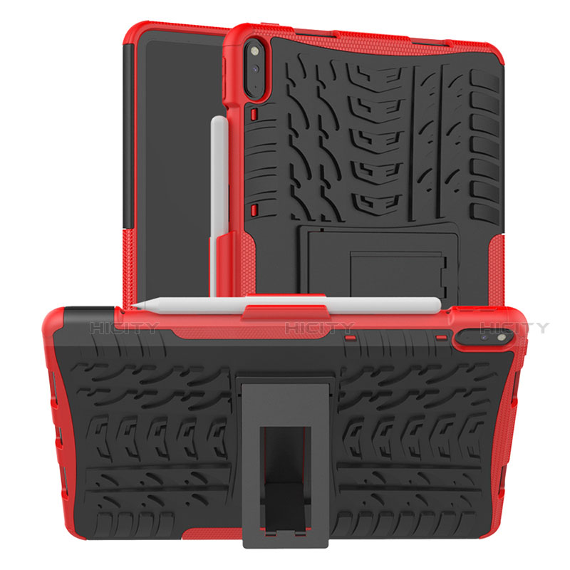 Funda Bumper Silicona y Plastico Mate Carcasa con Soporte para Huawei MatePad Pro Rojo