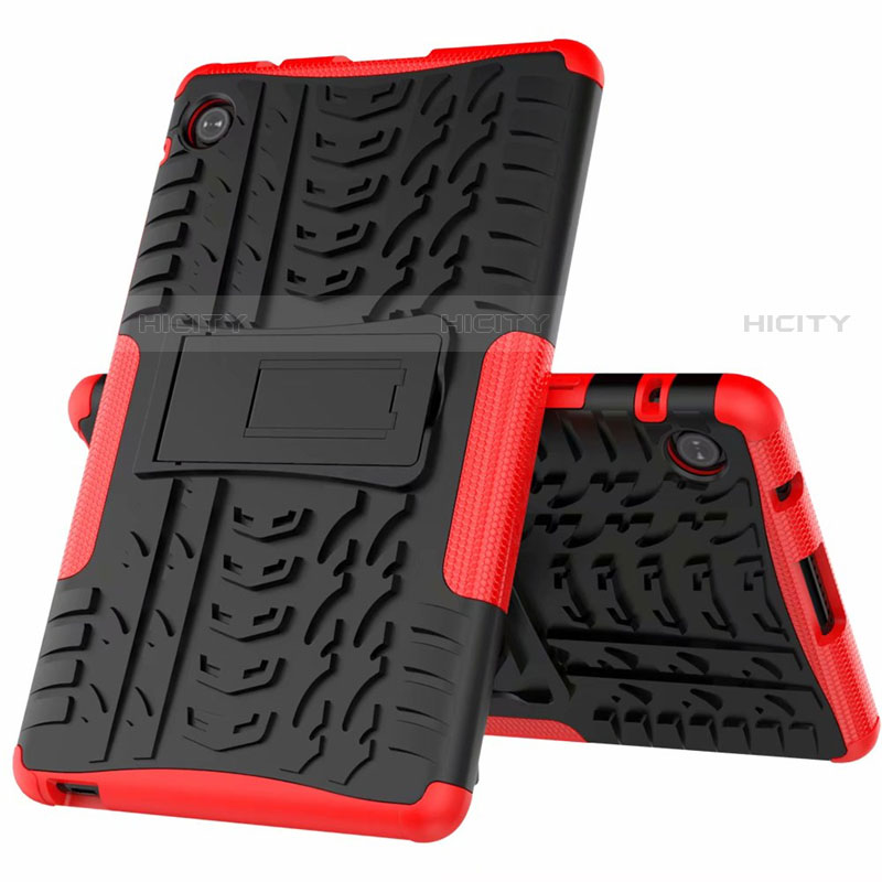 Funda Bumper Silicona y Plastico Mate Carcasa con Soporte para Huawei MatePad T 8 Rojo