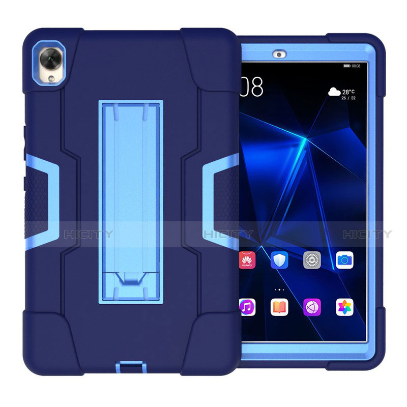 Funda Bumper Silicona y Plastico Mate Carcasa con Soporte para Huawei MediaPad M6 10.8 Azul