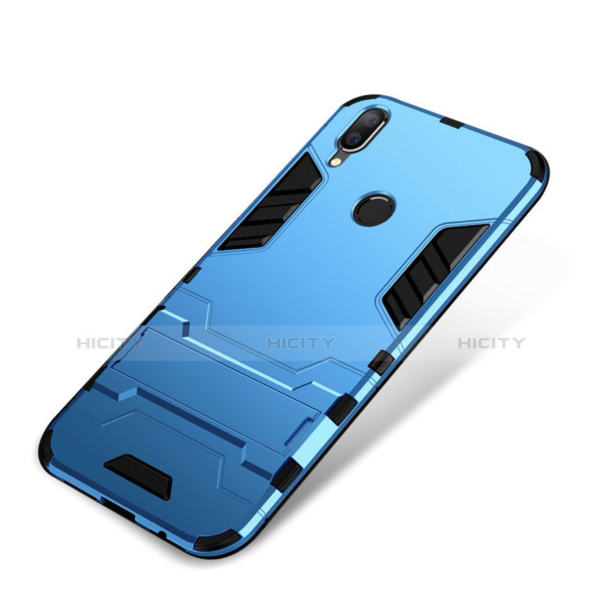 Funda Bumper Silicona y Plastico Mate Carcasa con Soporte para Huawei Nova 3i Azul