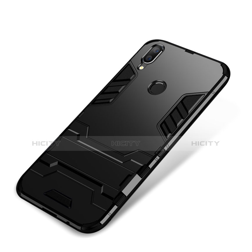 Funda Bumper Silicona y Plastico Mate Carcasa con Soporte para Huawei Nova 3i Negro