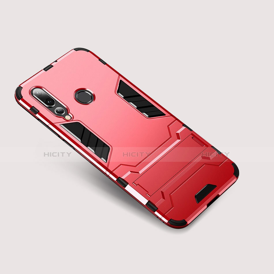 Funda Bumper Silicona y Plastico Mate Carcasa con Soporte para Huawei Nova 4 Rojo