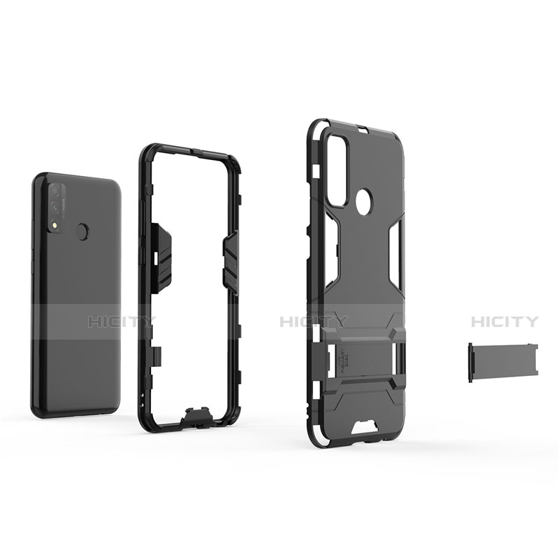 Funda Bumper Silicona y Plastico Mate Carcasa con Soporte para Huawei P Smart (2020)