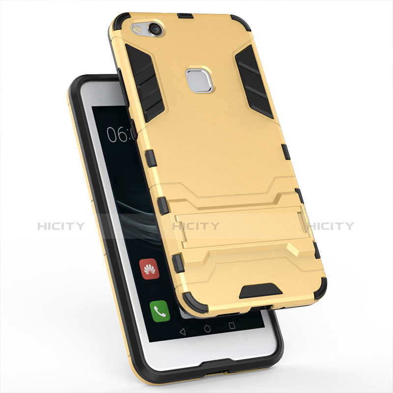 Funda Bumper Silicona y Plastico Mate Carcasa con Soporte para Huawei P10 Lite