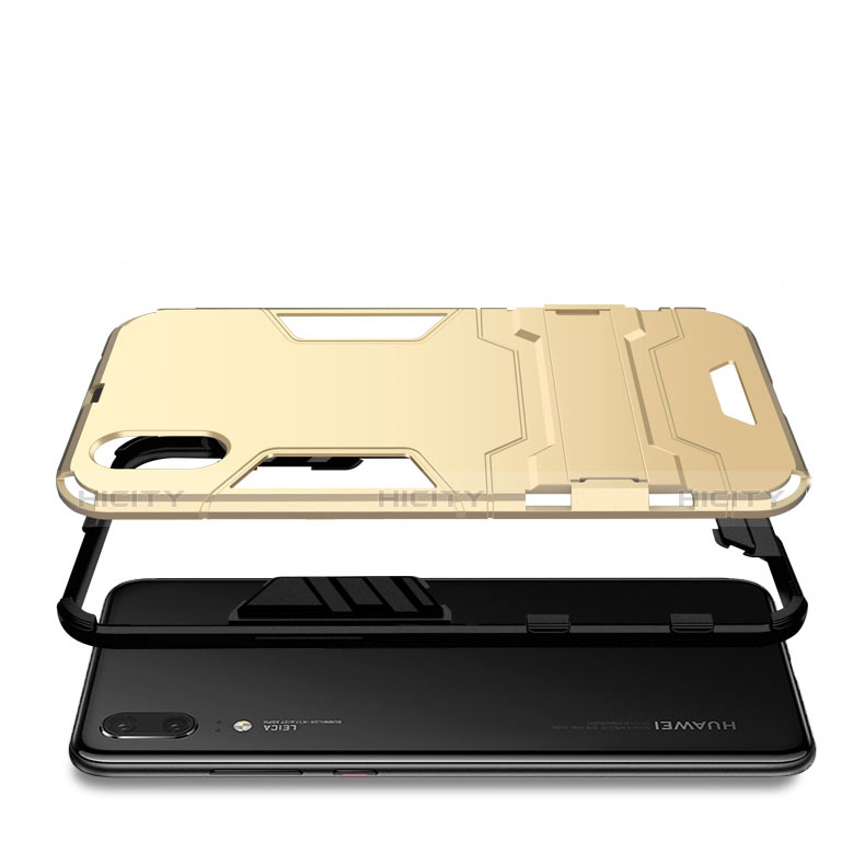 Funda Bumper Silicona y Plastico Mate Carcasa con Soporte para Huawei P20