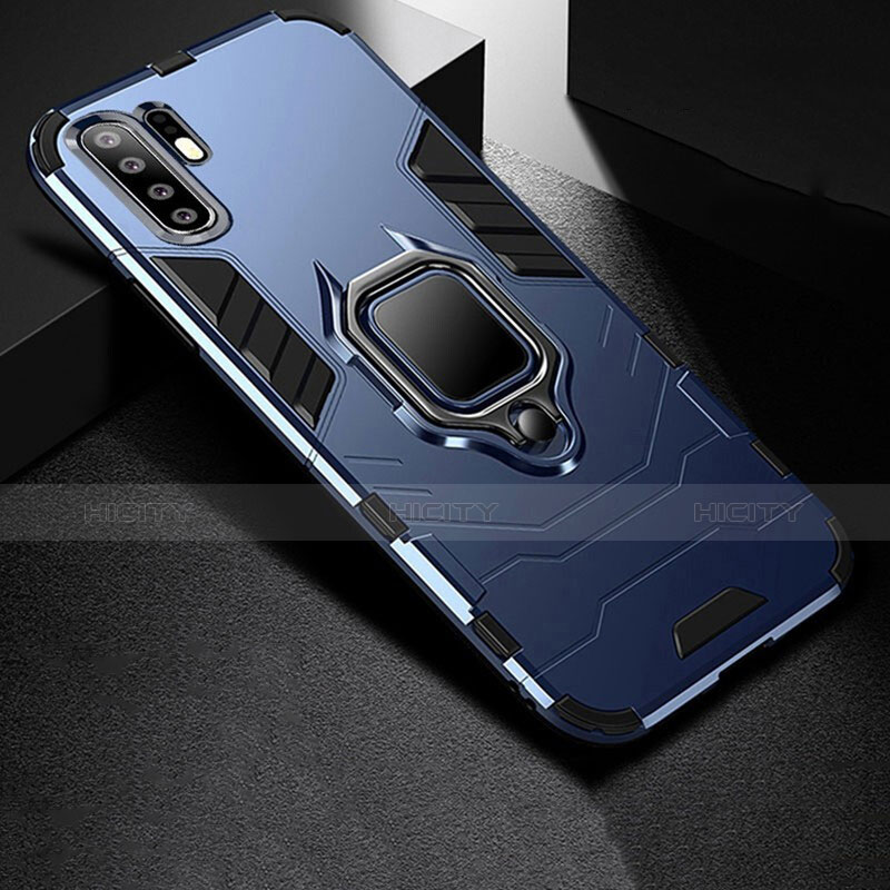 Funda Bumper Silicona y Plastico Mate Carcasa con Soporte para Huawei P30 Pro Azul