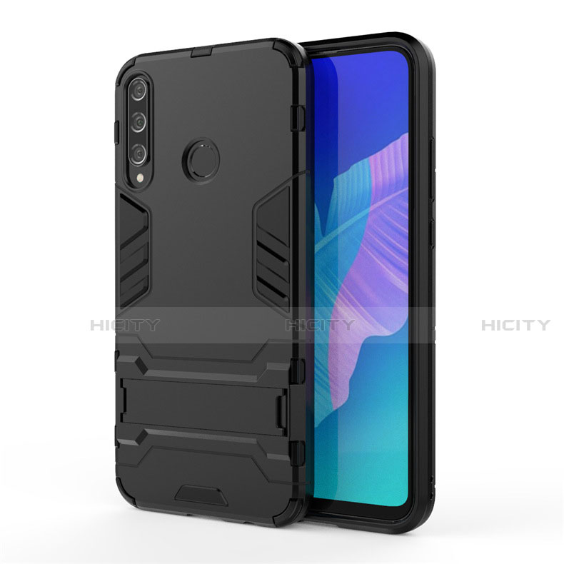 Funda Bumper Silicona y Plastico Mate Carcasa con Soporte para Huawei P40 Lite E Negro