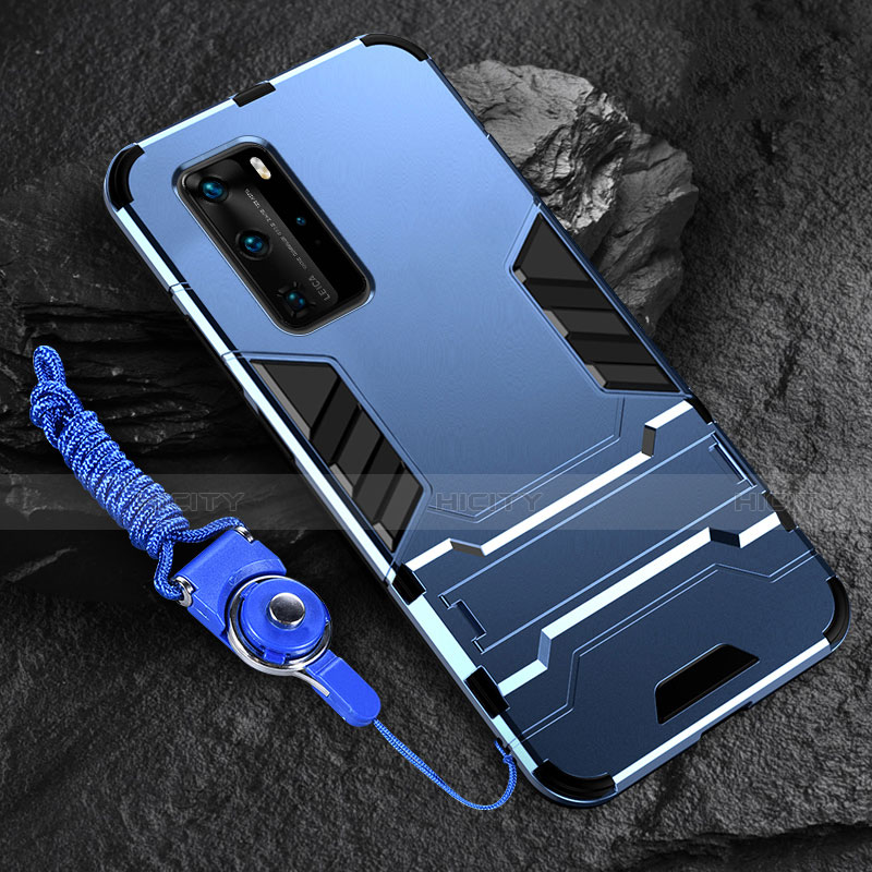 Funda Bumper Silicona y Plastico Mate Carcasa con Soporte para Huawei P40 Pro