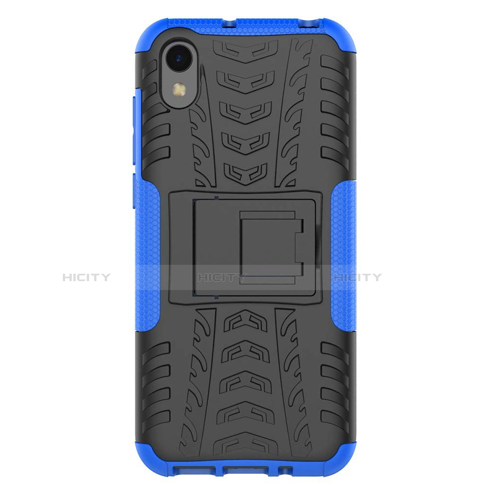 Funda Bumper Silicona y Plastico Mate Carcasa con Soporte para Huawei Y5 (2019) Azul