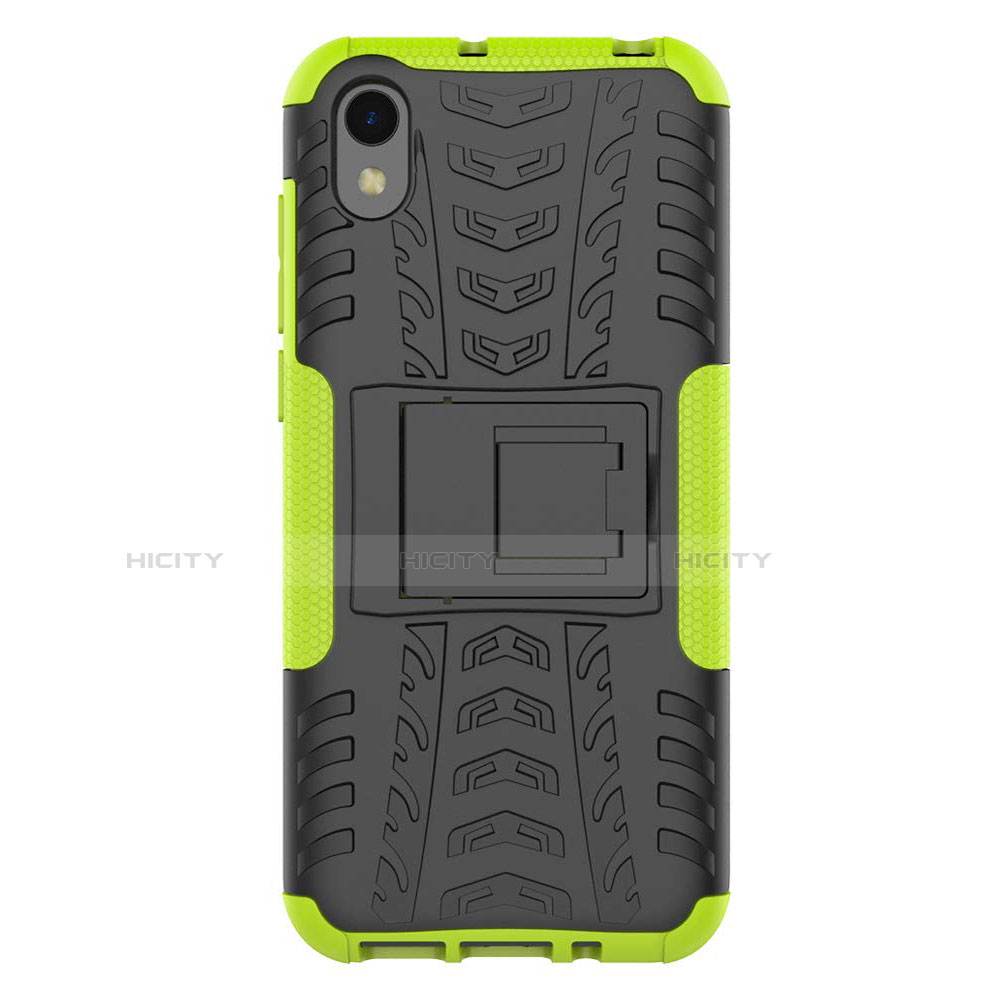 Funda Bumper Silicona y Plastico Mate Carcasa con Soporte para Huawei Y5 (2019) Verde