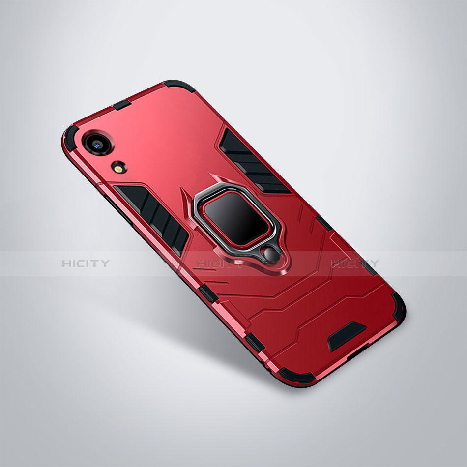 Funda Bumper Silicona y Plastico Mate Carcasa con Soporte para Huawei Y6 (2019) Rojo