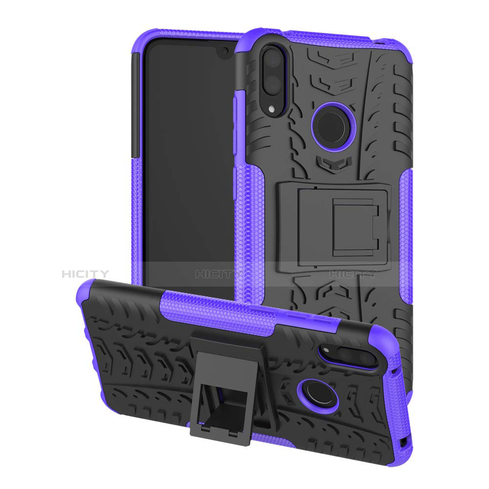 Funda Bumper Silicona y Plastico Mate Carcasa con Soporte para Huawei Y7 Pro (2019)