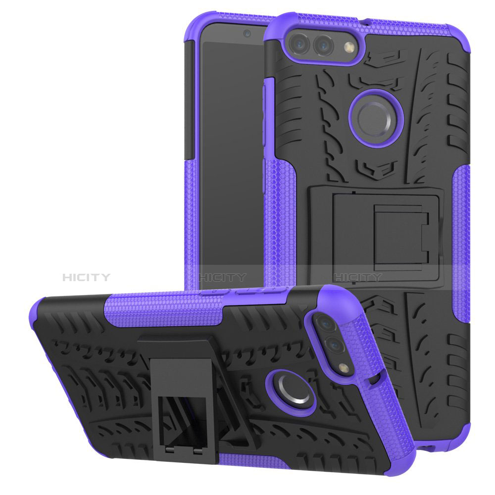 Funda Bumper Silicona y Plastico Mate Carcasa con Soporte para Huawei Y9 (2018)