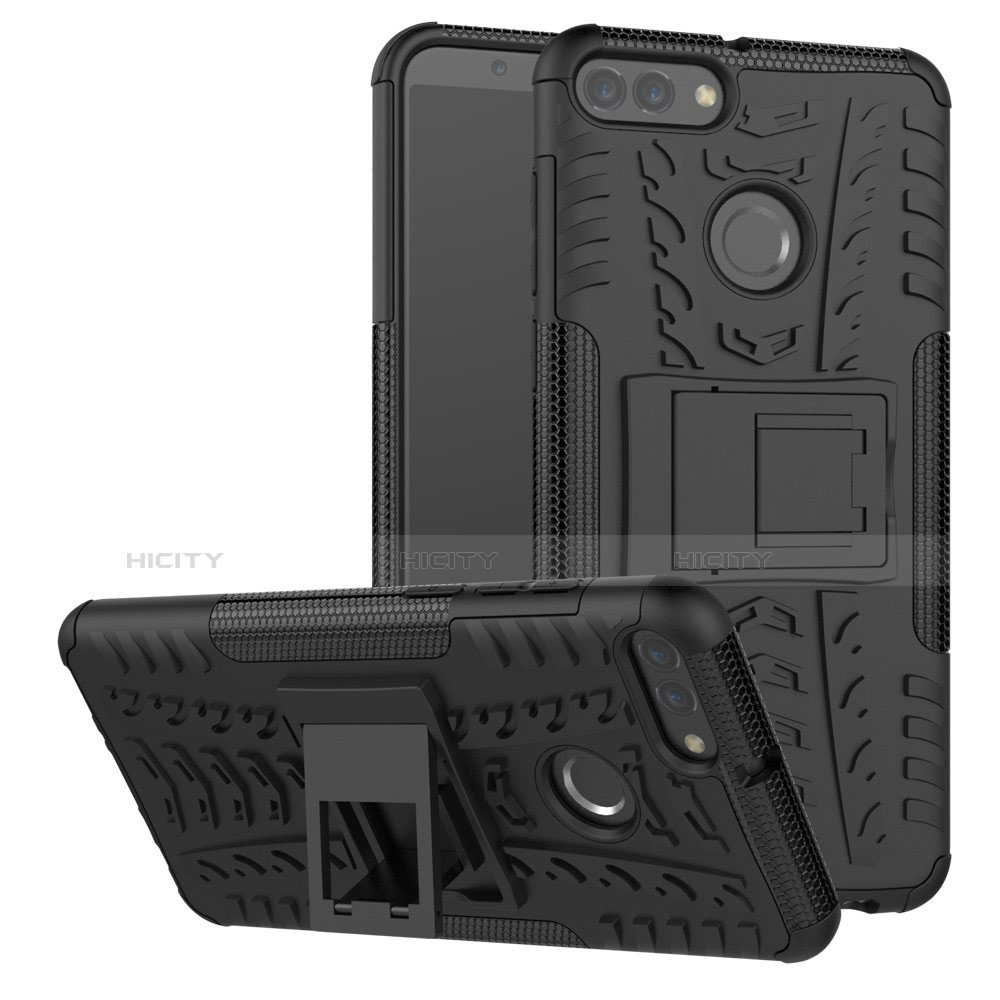 Funda Bumper Silicona y Plastico Mate Carcasa con Soporte para Huawei Y9 (2018)