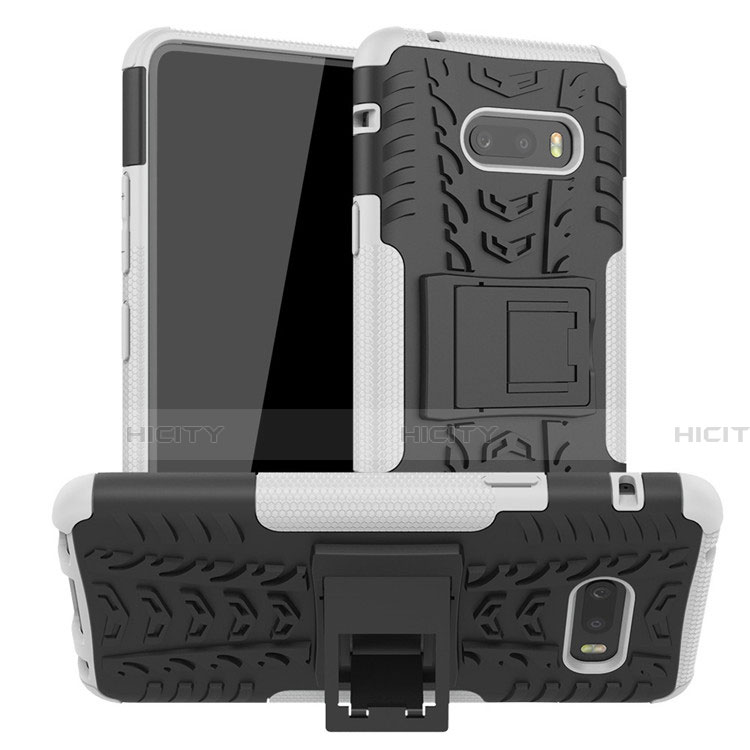 Funda Bumper Silicona y Plastico Mate Carcasa con Soporte para LG G8X ThinQ