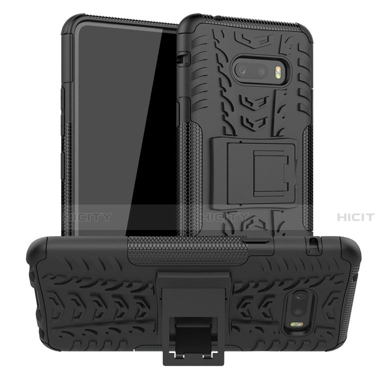 Funda Bumper Silicona y Plastico Mate Carcasa con Soporte para LG G8X ThinQ