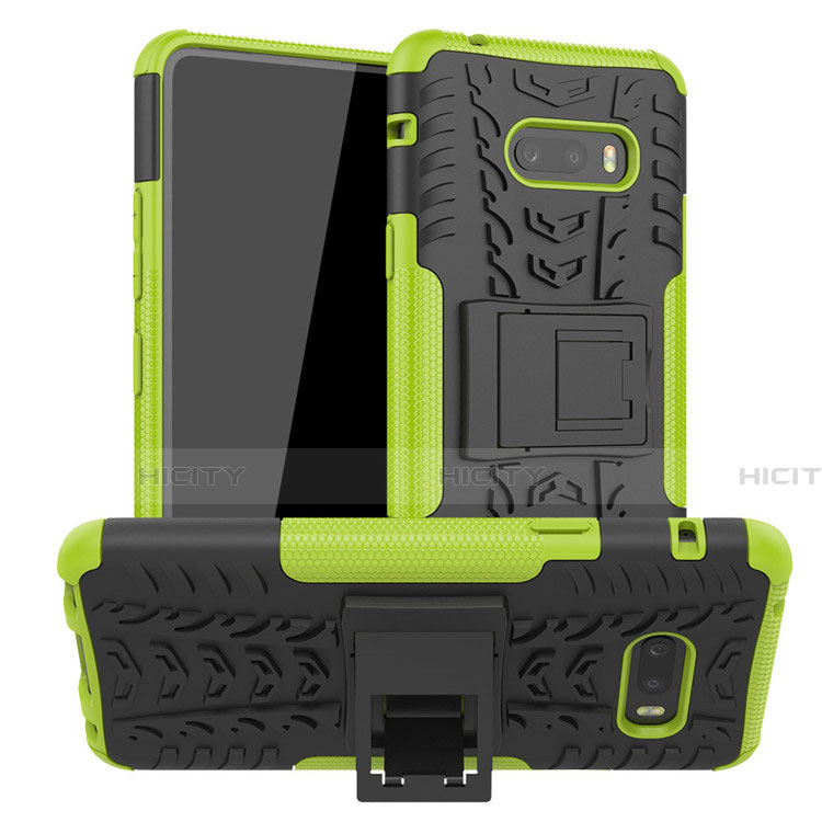 Funda Bumper Silicona y Plastico Mate Carcasa con Soporte para LG G8X ThinQ Verde