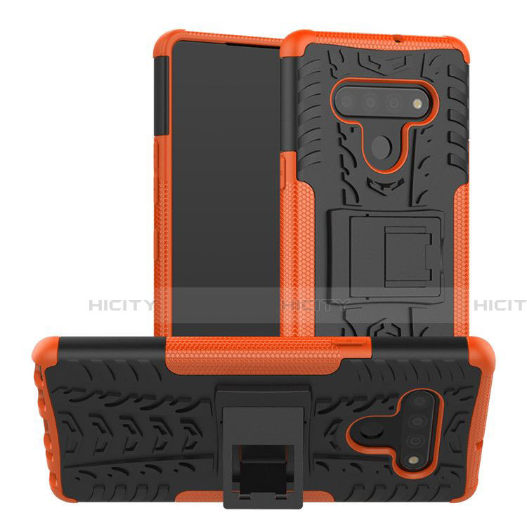 Funda Bumper Silicona y Plastico Mate Carcasa con Soporte para LG Stylo 6 Naranja